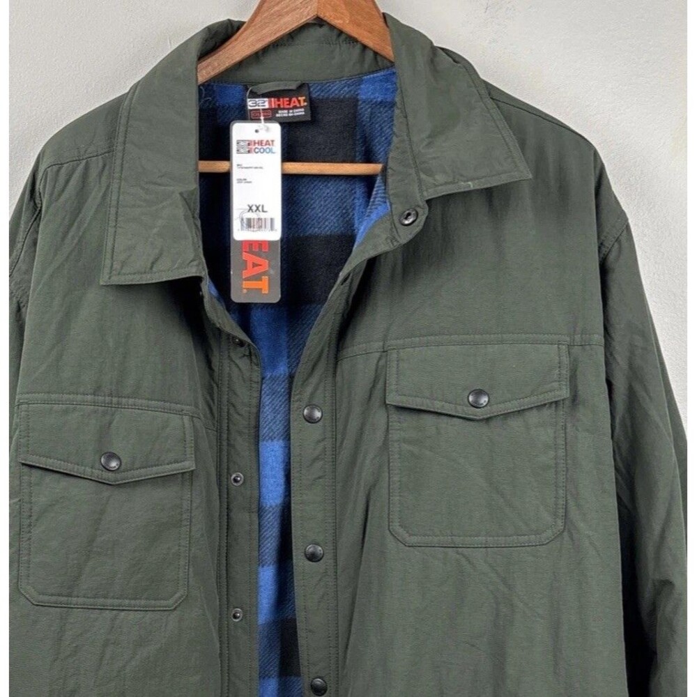 NWT 32 Degrees Heat Men's Barn Jacket Commuter Tech Fleece-Lined Deep Green XXL